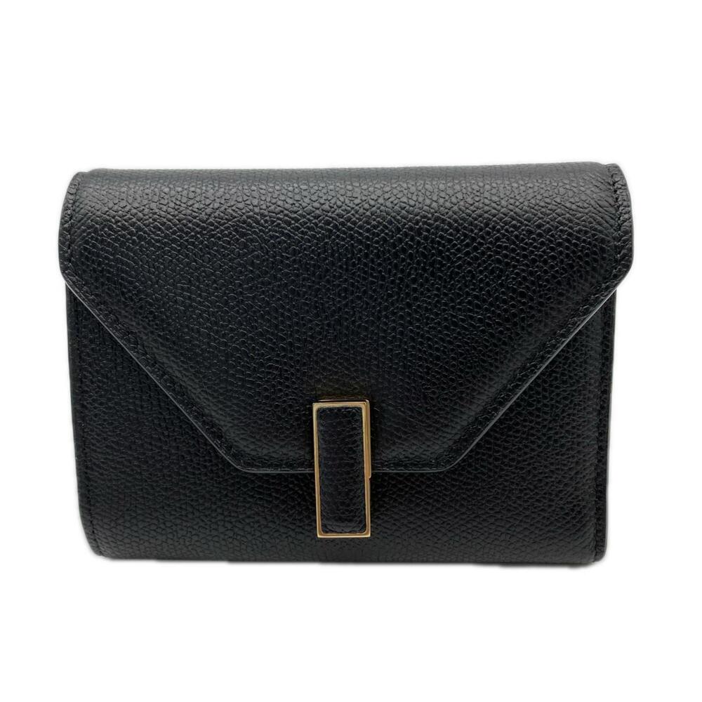 Valextra Iside Wallet SGES0005028LOCPS99NN Tri-fold Black Cream Calf Leather ...
